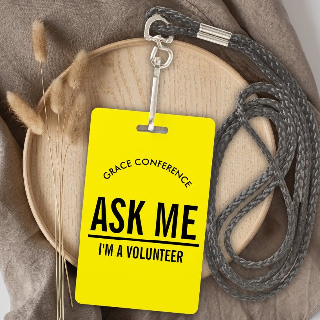 Yellow Ask me I'm a volunteer Badge (Creator Uploaded)