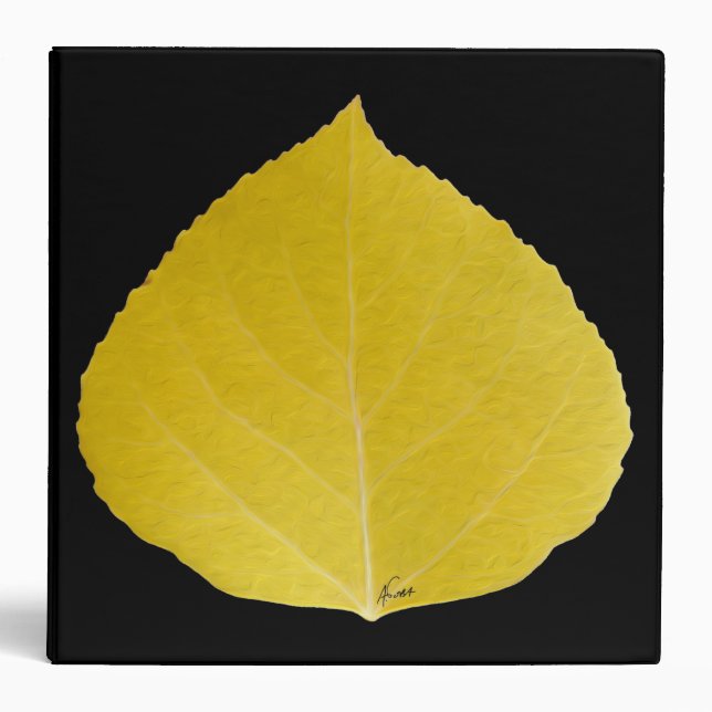 Yellow Aspen Leaf #5 3 Ring Binder (Front)
