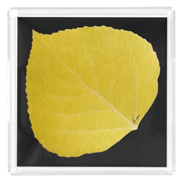 Yellow Aspen Leaf #5 Acrylic Tray (Front)