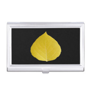 Yellow Aspen Leaf #5 Business Card Holder