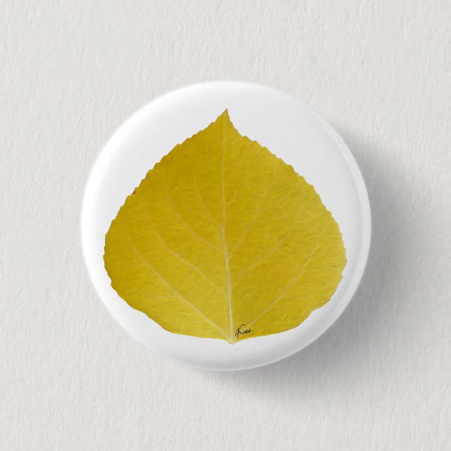 Yellow Aspen Leaf #5 Button (Front)