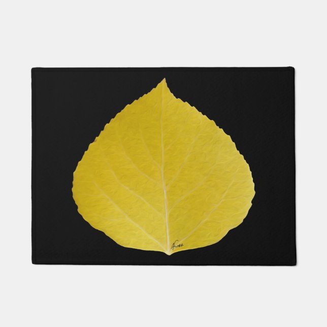 Yellow Aspen Leaf #5 Doormat (Front)