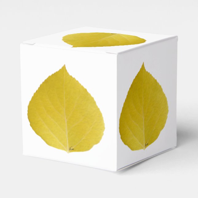 Yellow Aspen Leaf #5 Favor Boxes (Front Side)