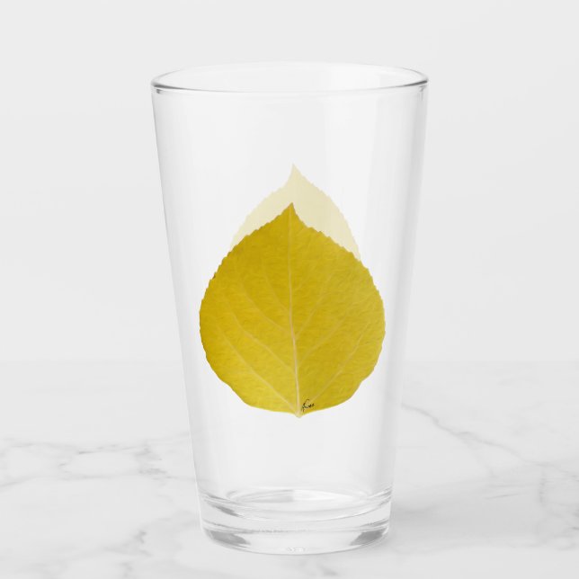 Yellow Aspen Leaf #5 Glass (Front)