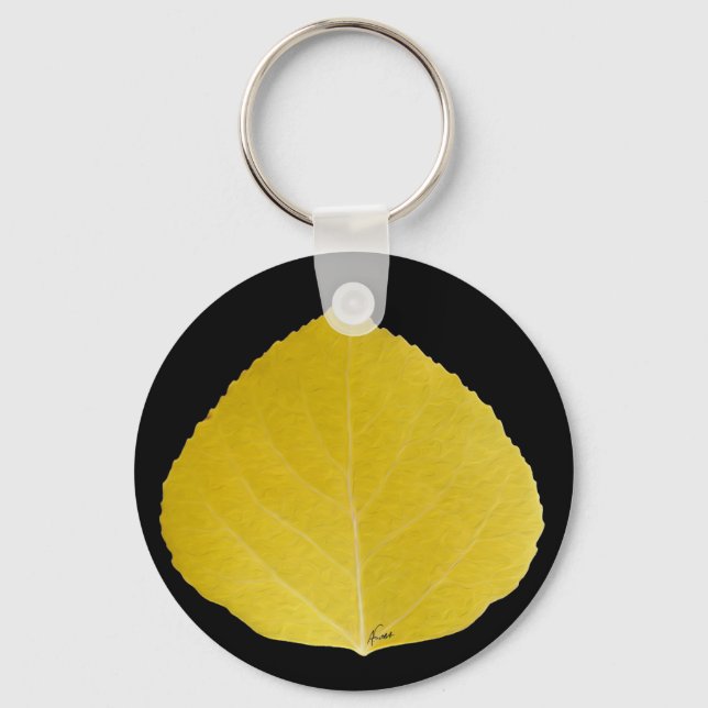 Yellow Aspen Leaf #5 Keychain (Front)