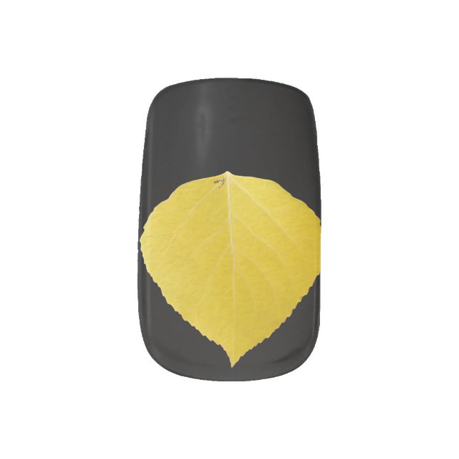 Yellow Aspen Leaf #5 Minx Nail Art (Left Thumb)
