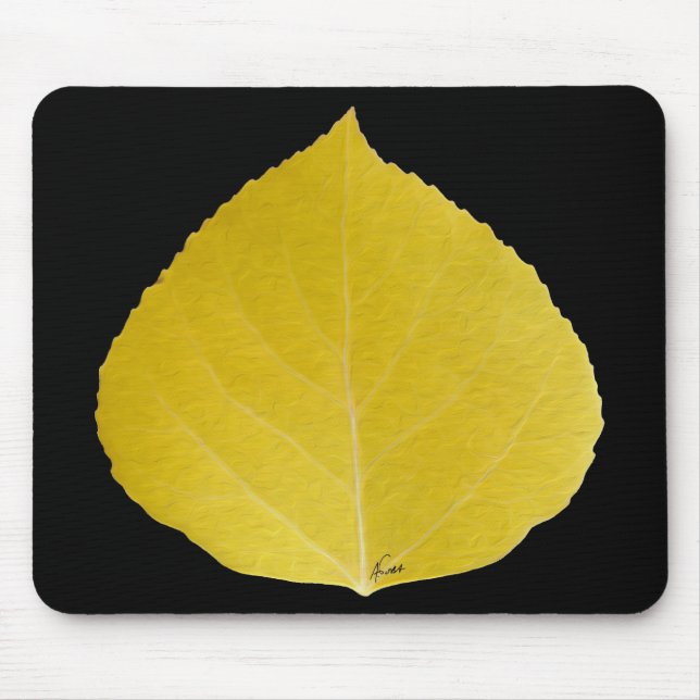 Yellow Aspen Leaf #5 Mouse Pad (Front)