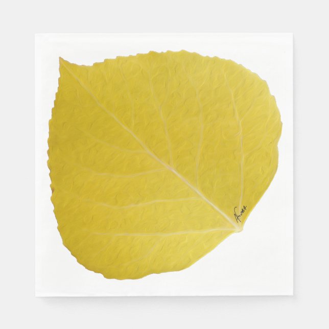 Yellow Aspen Leaf #5 Napkins (Front)