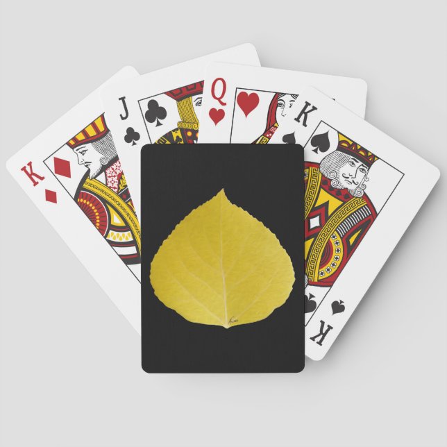 Yellow Aspen Leaf #5 Poker Cards (Back)