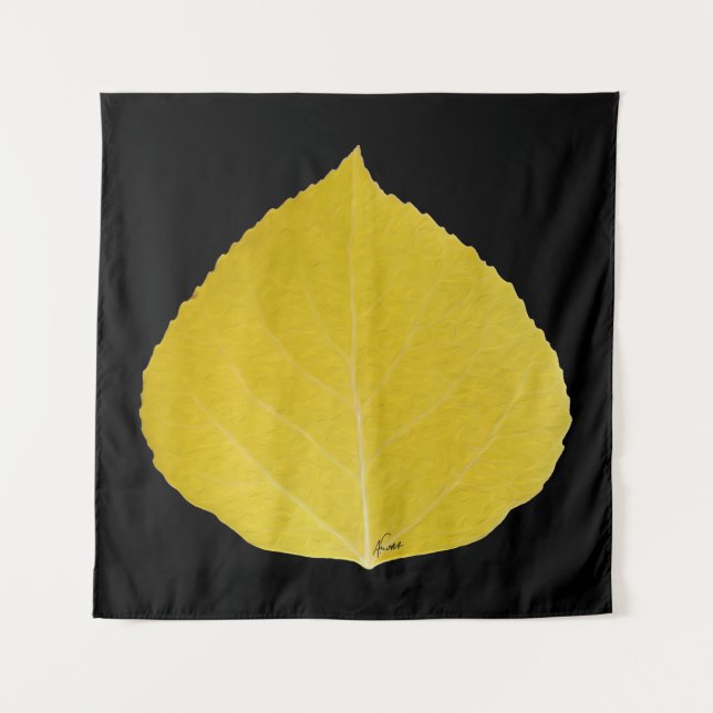 Yellow Aspen Leaf #5 Tapestry (Front)