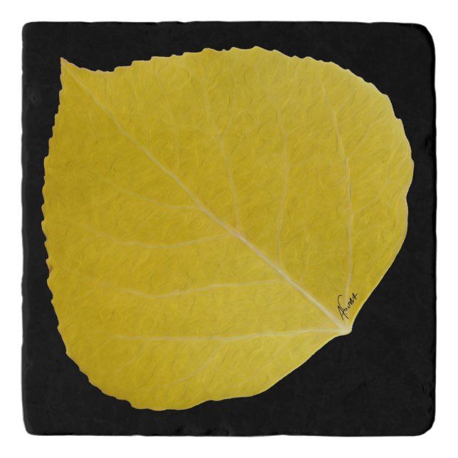 Yellow Aspen Leaf #5 Trivet (Front)
