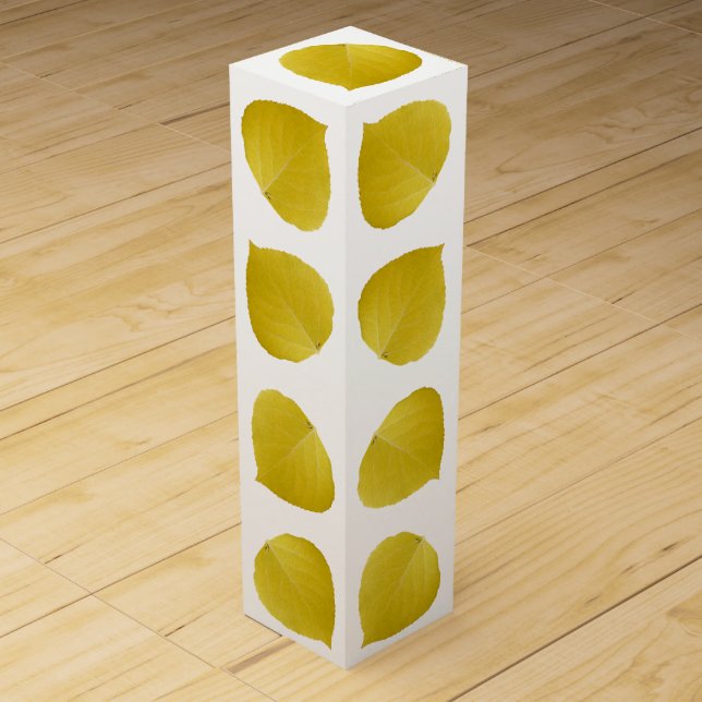 Yellow Aspen Leaf #5 Wine Gift Box (Front)