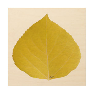 Yellow Aspen Leaf #5 Wood Wall Art