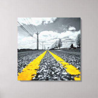 Yellow Asphalt Highway Road Creative Photography Canvas Print