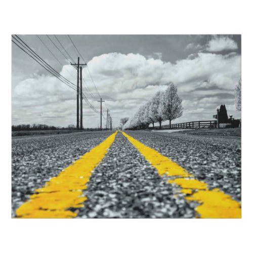 Yellow Asphalt Highway Road Creative Photography Faux Canvas Print