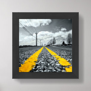 Yellow Asphalt Highway Road Creative Photography Framed Art