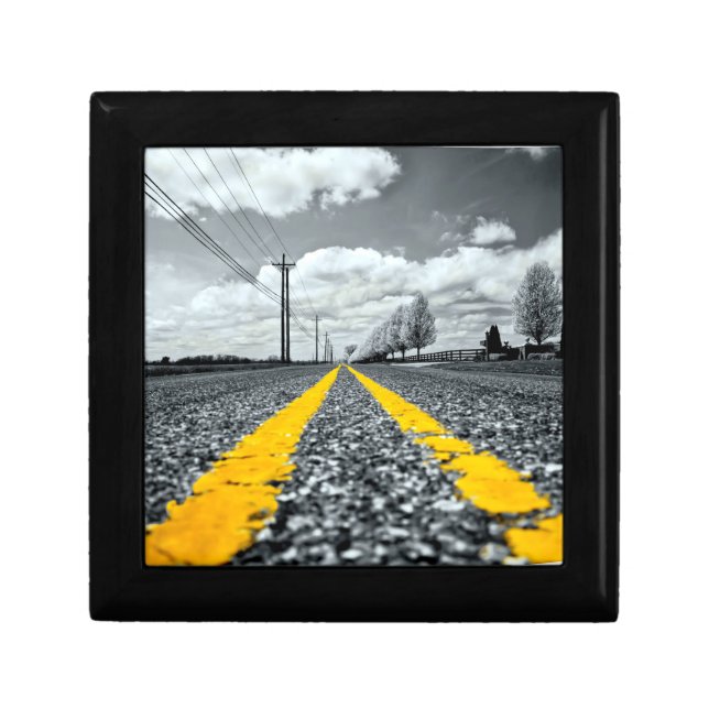 Yellow Asphalt Highway Road Creative Photography Gift Box (Front)