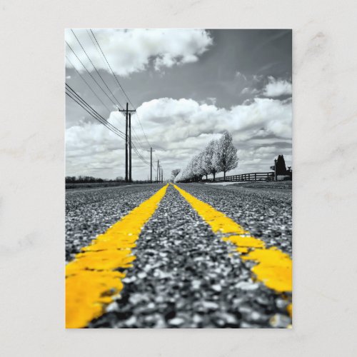 Yellow Asphalt Highway Road Creative Photography Postcard