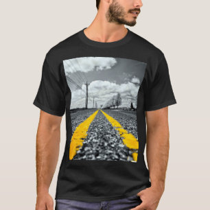 Yellow Asphalt Highway Road Creative Photography T-Shirt