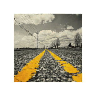 Yellow Asphalt Highway Road Creative Photography Wood Wall Art