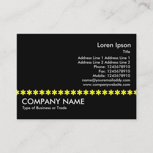 Yellow Asterisk Line - Black Business Card (Front)