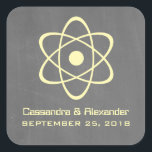 Yellow Atomic Chalkboard Wedding Stickers<br><div class="desc">Cute and nerdy Atomic Chalkboard Wedding Stickers featuring a simple atomic symbol in yellow on a chalkboard look background. These geeky and fun wedding stickers are perfect for the science enthusiast couple! Easy to customize, simply add the details of your wedding in the spaces provided. Click "Customize It" to find...</div>