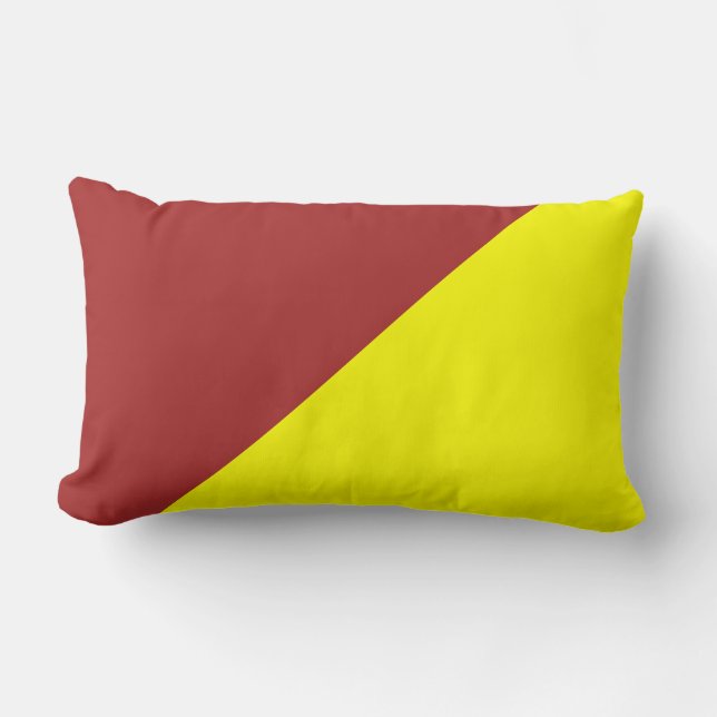 Yellow & Auburn Solid Color Background Lumbar Pillow (Front)
