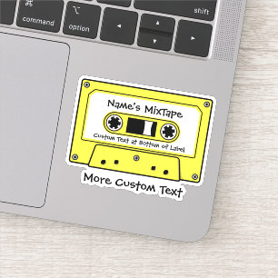 Yellow Audio Cassette Tape Sticker