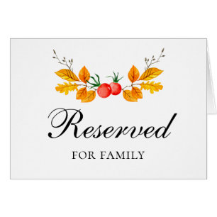 Yellow autumn botanical reserved sign Fall wedding Cards