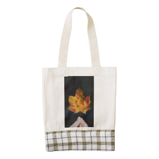 Yellow autumn leaf macro zazzle HEART tote bag