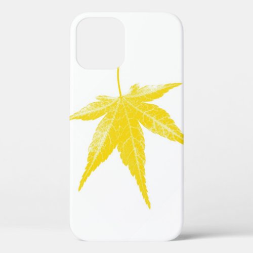 Yellow autumn leaf on white iPhone 12 pro case