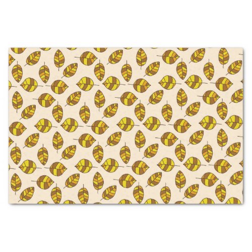 Yellow Autumn Leaves Graphical Leaf Pattern Tissue Paper