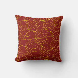 yellow autumn leaves pattern on brown throw pillow