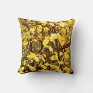 YELLOW AUTUMN LEAVES THROW PILLOW