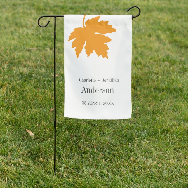 Yellow Autumn Maple Leaf Wedding Party Garden Flag (In SItu)