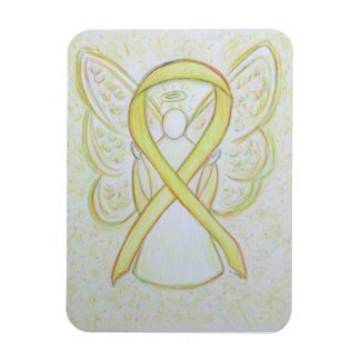 Yellow Awareness Ribbon Angel Art Magnet