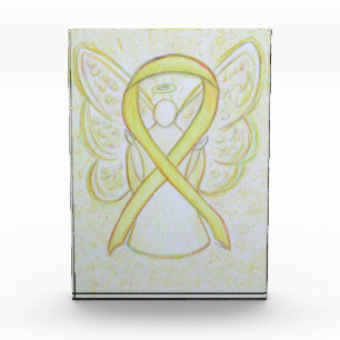Yellow Awareness Ribbon Angel Art Paperweight Gift