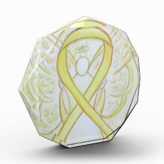 Yellow Awareness Ribbon Angel Award or Paperweight