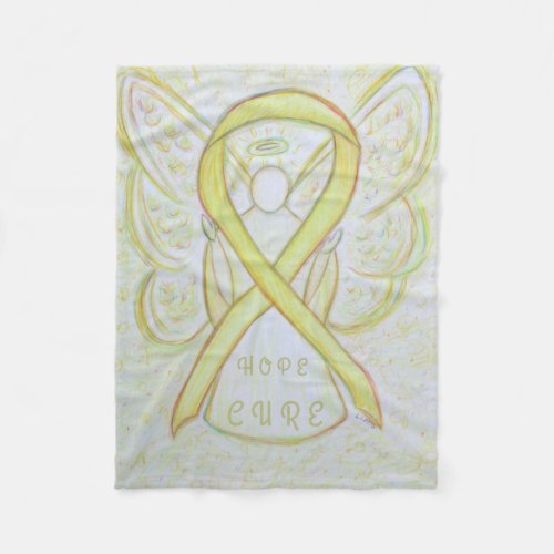 Yellow Awareness Ribbon Angel Bone Cancer Blanket