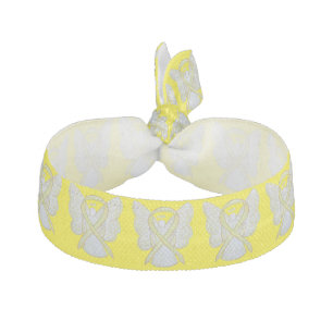 Yellow Awareness Ribbon Angel Custom Art Hair Ties