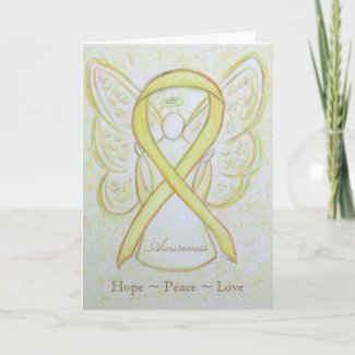 Yellow Awareness Ribbon Angel Custom Greeting Card