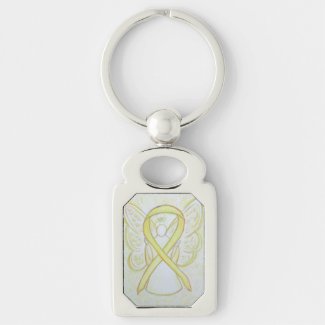 Yellow Awareness Ribbon Angel Custom Keychain Art