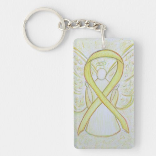 Yellow Awareness Ribbon Angel Customized Key chain