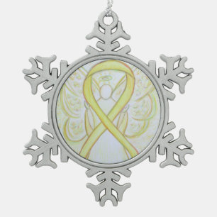 Yellow Awareness Ribbon Angel Customized Ornament