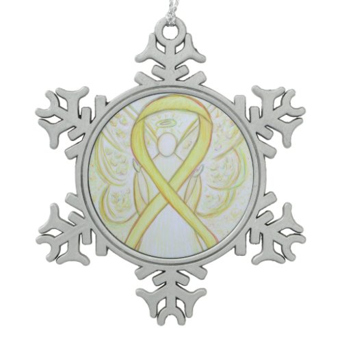 Yellow Awareness Ribbon Angel Customized Ornament