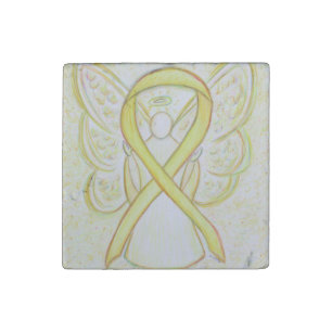 Yellow Awareness Ribbon Angel Painting Magnet
