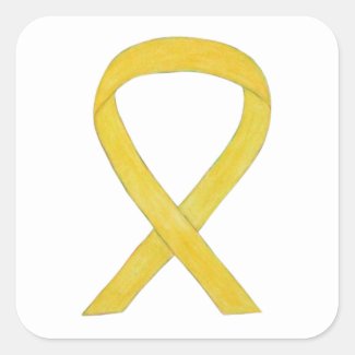 Yellow Awareness Ribbon Art Custom Sticker Decals