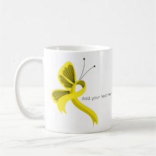 Yellow Awareness Ribbon Butterfly Coffee Mug