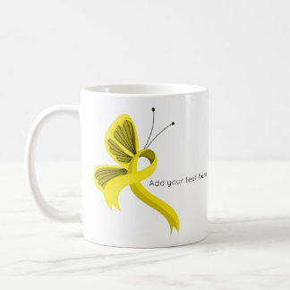 Yellow Awareness Ribbon Butterfly Coffee Mug