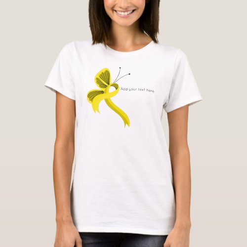 Yellow Awareness Ribbon Butterfly T_Shirt